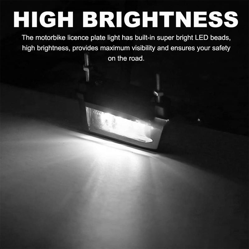 Wevdn Motorcycle LED License Plate Light 6K, 12V Universal Bright LED License Plate Lamp Rear Brake Taillight, Waterproof 6K Tail Light License Plate Mount Brake Lamp for Motorbike (1 PCS) - Image 3
